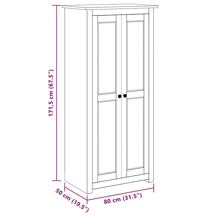klædeskab Panama-serien 80x50x171,5 cm massivt fyrretræ