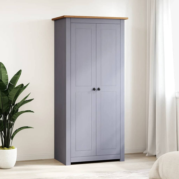 klædeskab Panama-serien 80x50x171,5 cm massivt fyrretræ grå