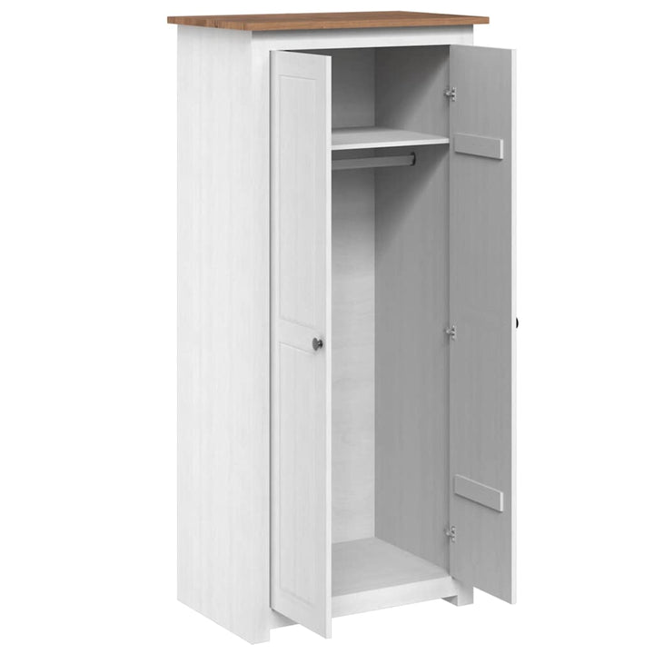 klædeskab Panama-serien 80x50x171,5 cm massivt fyrretræ hvid