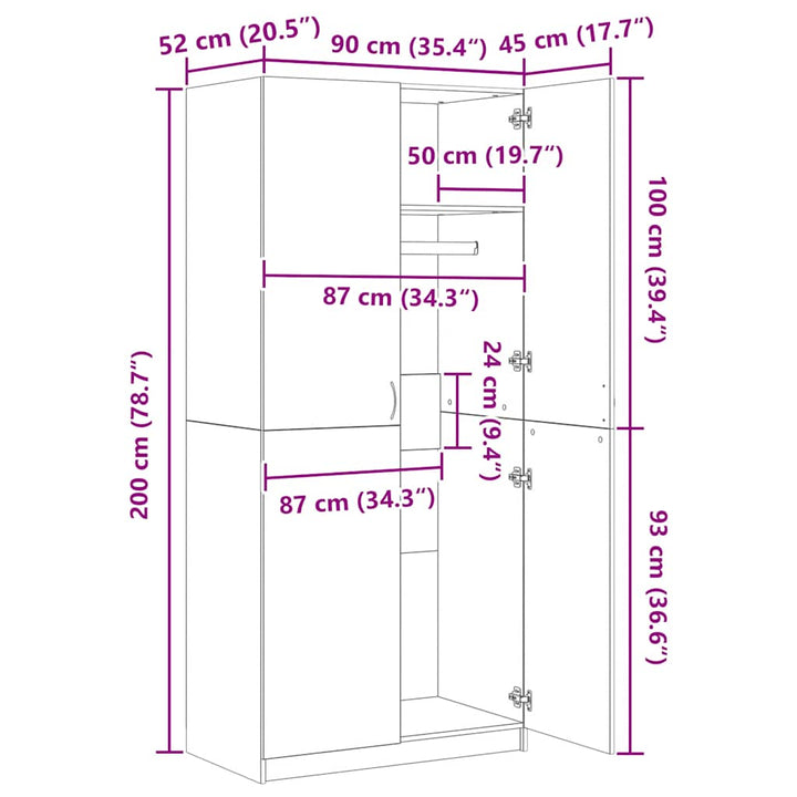 klædeskab Panama-serien 80x50x171,5 cm massivt fyrretræ hvid