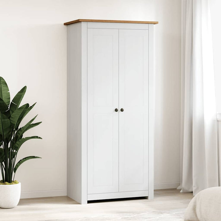 klædeskab Panama-serien 80x50x171,5 cm massivt fyrretræ hvid