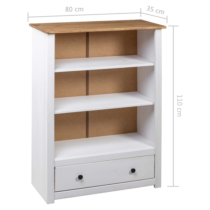 bogreol 80 x 35 x 100 cm massivt fyrretræ hvid Panama