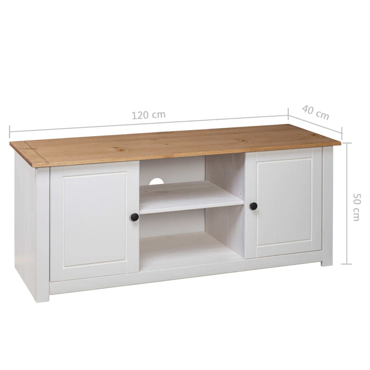 tv-bord Panama-serien 120x40x50 cm massivt fyrretræ hvid