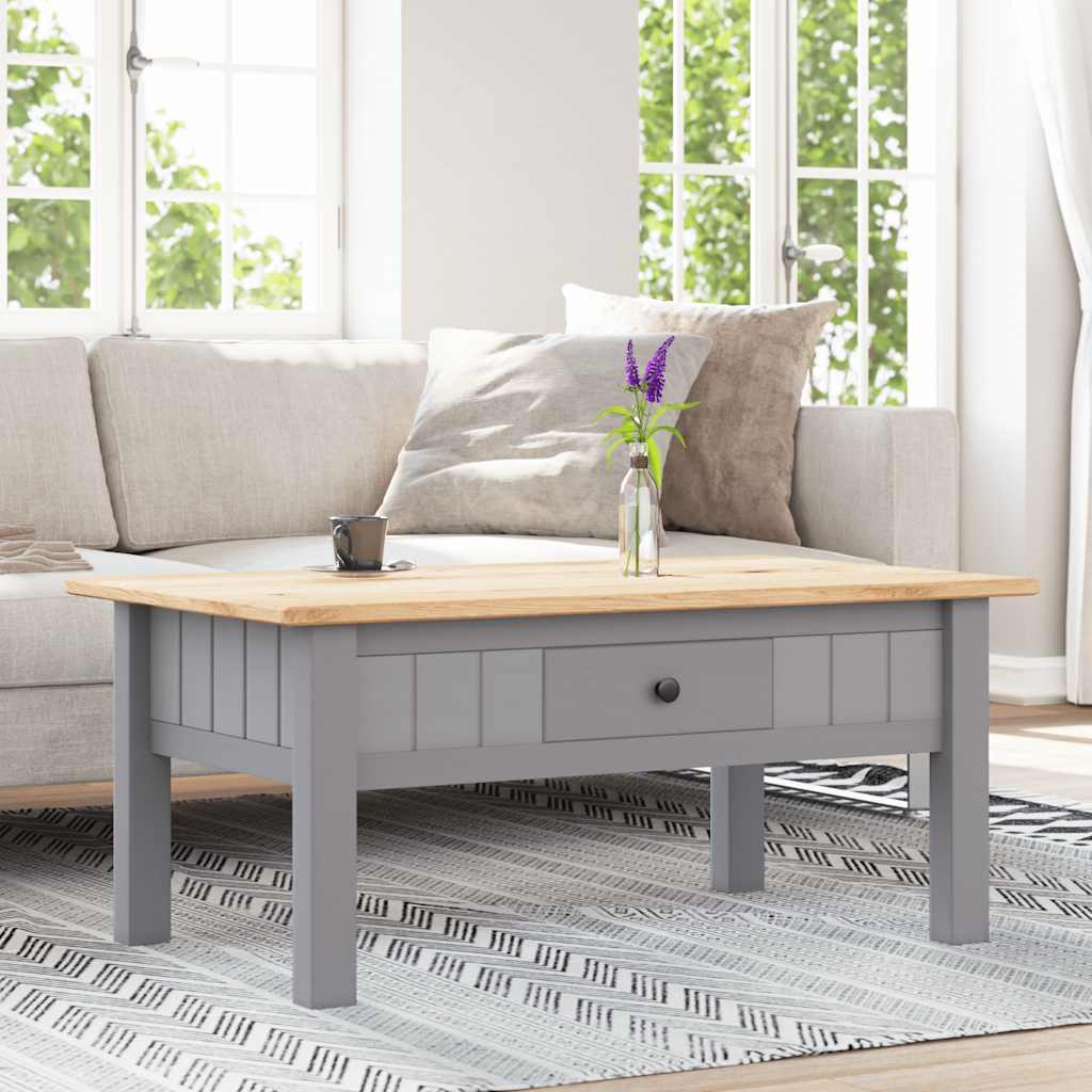 sofabord 100x60x43,5 cm massivt fyrretræ Panama grå