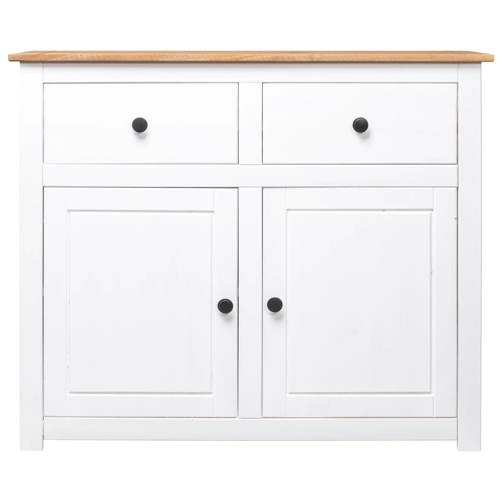 skænk Panama-serien 93x40x80 cm massivt fyrretræ hvid