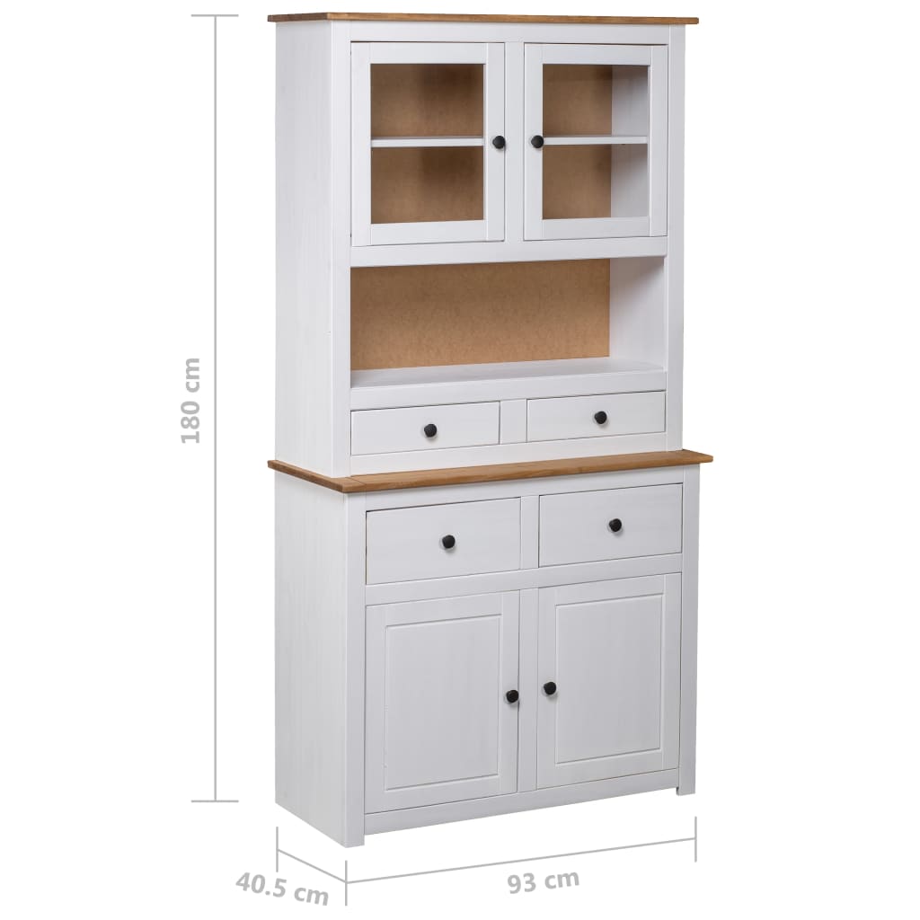 skænk Panama-serien 93x40x80 cm massivt fyrretræ hvid