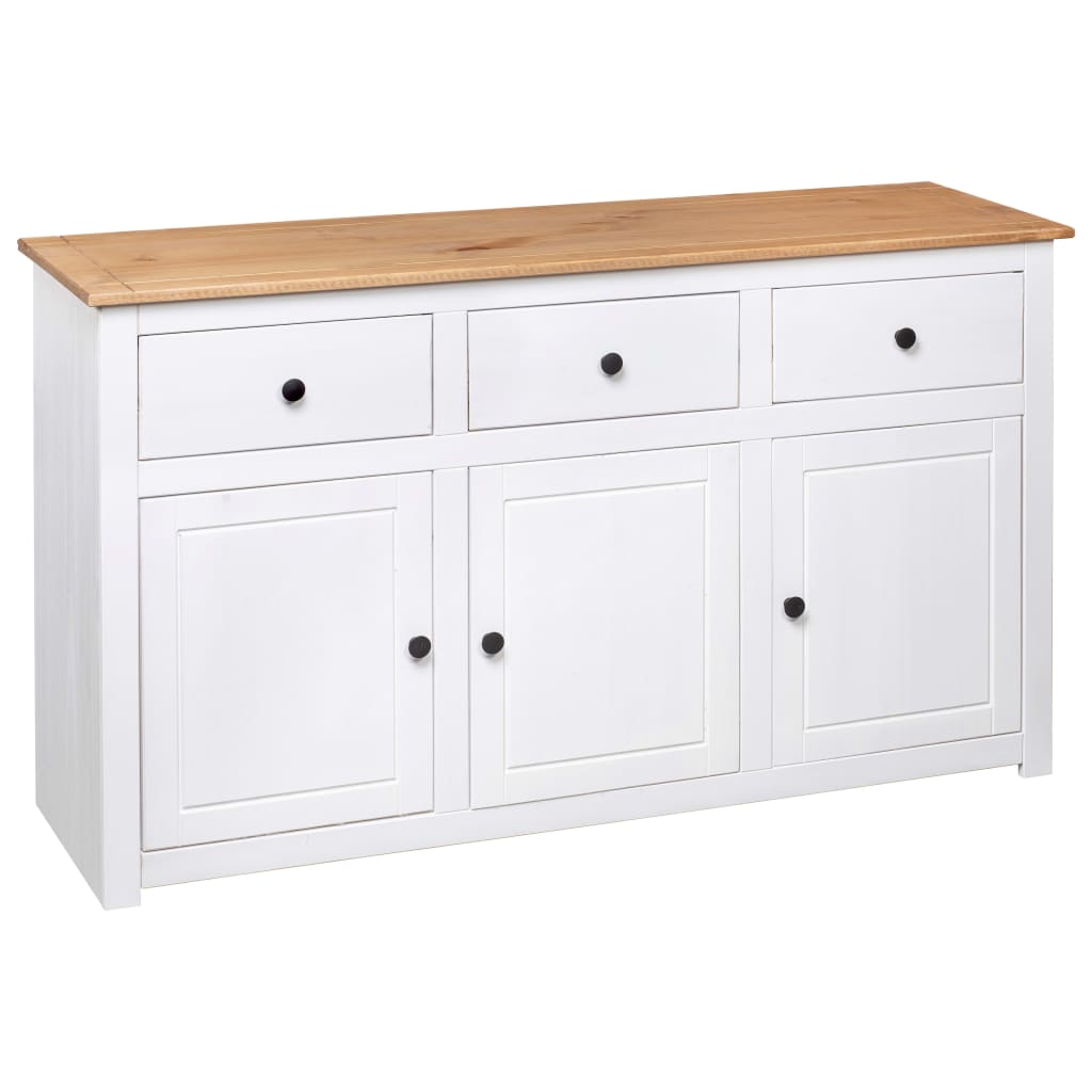 skænk Panama-serien 135x40x80 cm massivt fyrretræ hvid