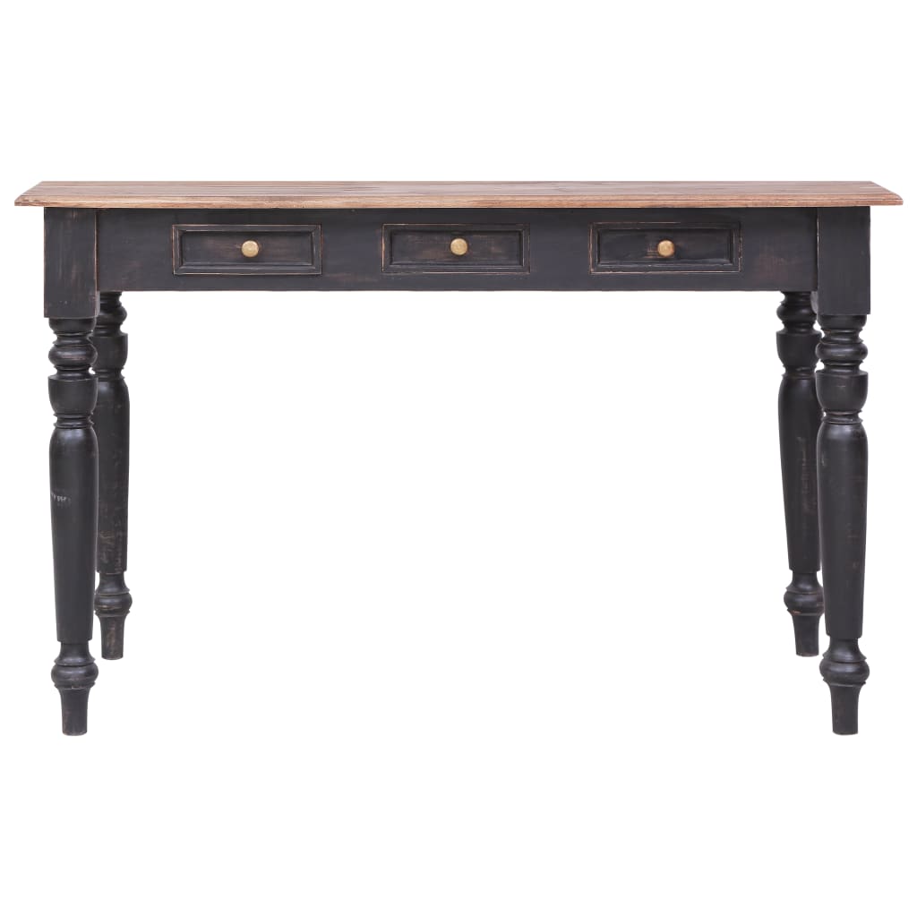 skrivebord med 3 skuffer 117x57x75 cm massivt mahognitræ