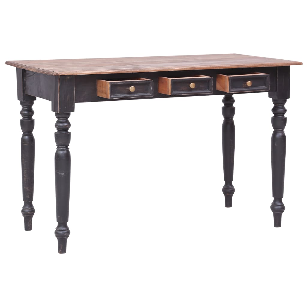 skrivebord med 3 skuffer 117x57x75 cm massivt mahognitræ
