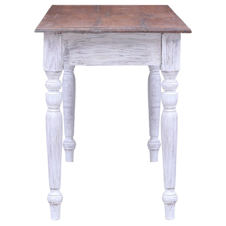 skrivebord med skuffer 117x57x75 cm massivt mahognitræ hvid