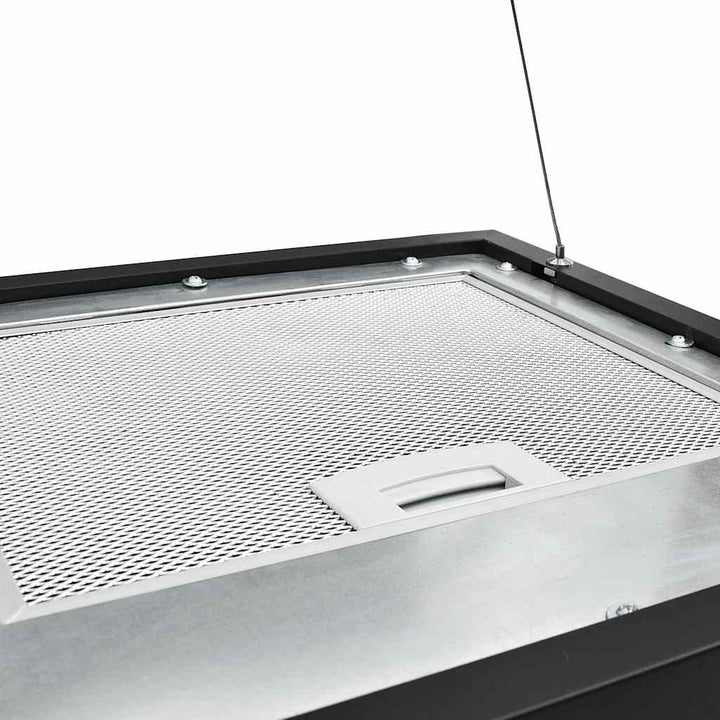 hængende ø-emhætte med touchsensor LCD 37 cm pulverlakeret stål