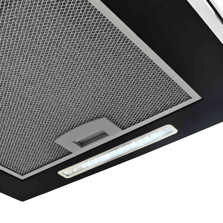 hængende ø-emhætte med touchsensor LCD 37 cm pulverlakeret stål