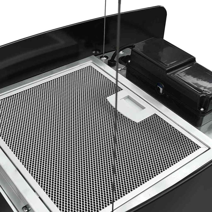 hængende ø-emhætte med touchsensor LCD hærdet glas