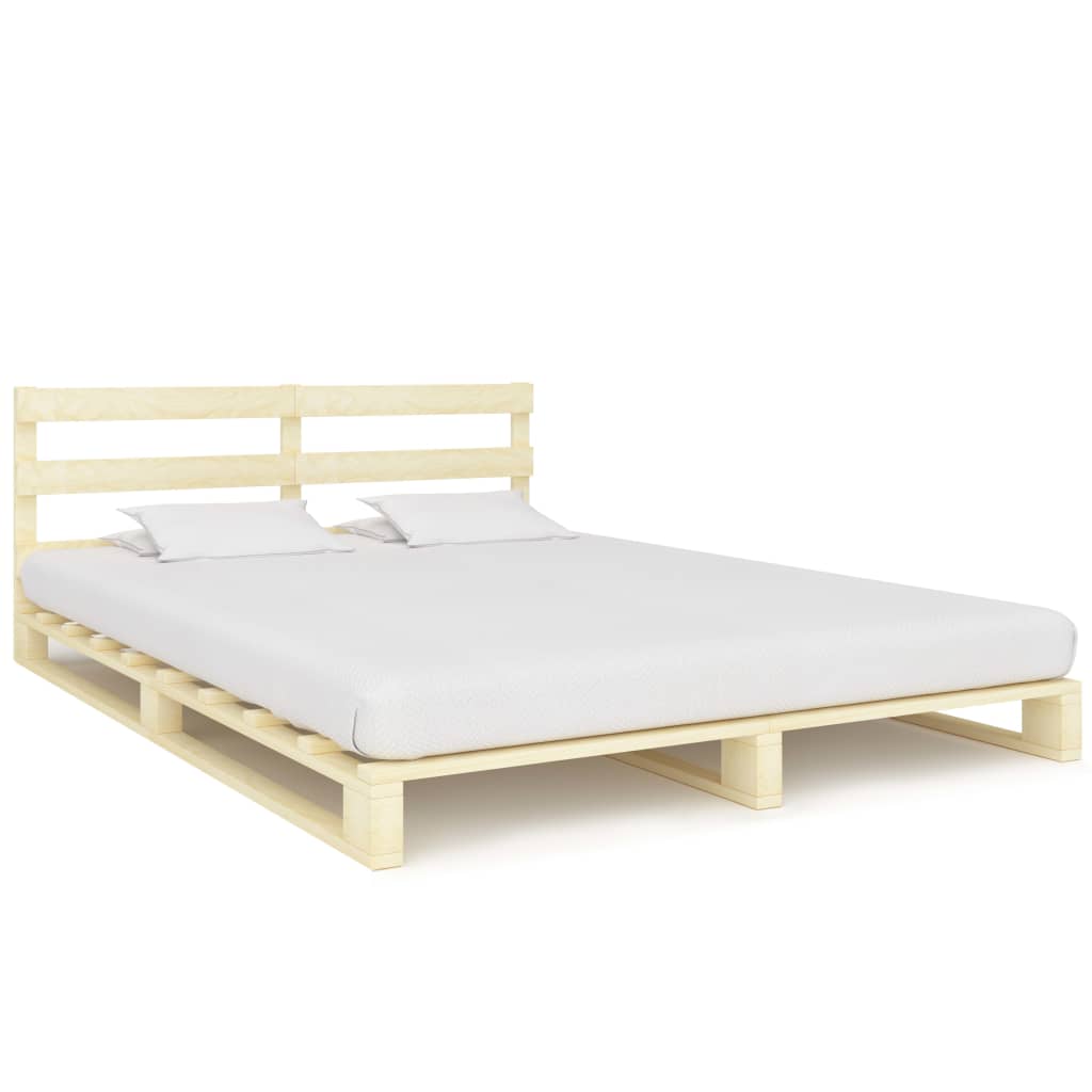 Pallesengestel med sengegavl 140x200 cm massivt fyrretræ