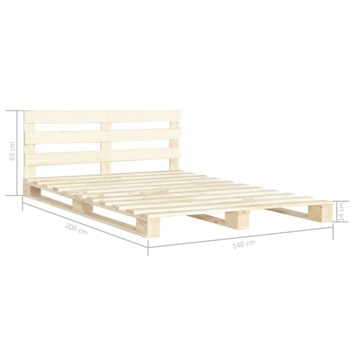 Pallesengestel med sengegavl 140x200 cm massivt fyrretræ