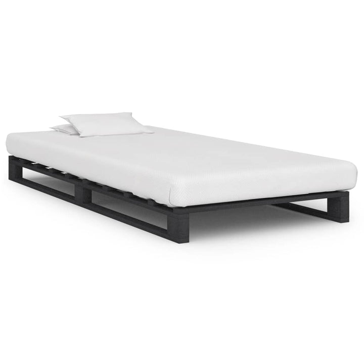 Pallesengestel massivt fyrretræ 90 x 200 cm grå