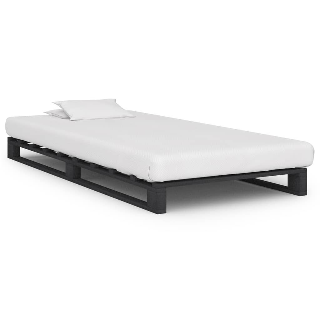 Pallesengestel massivt fyrretræ 100 x 200 cm grå