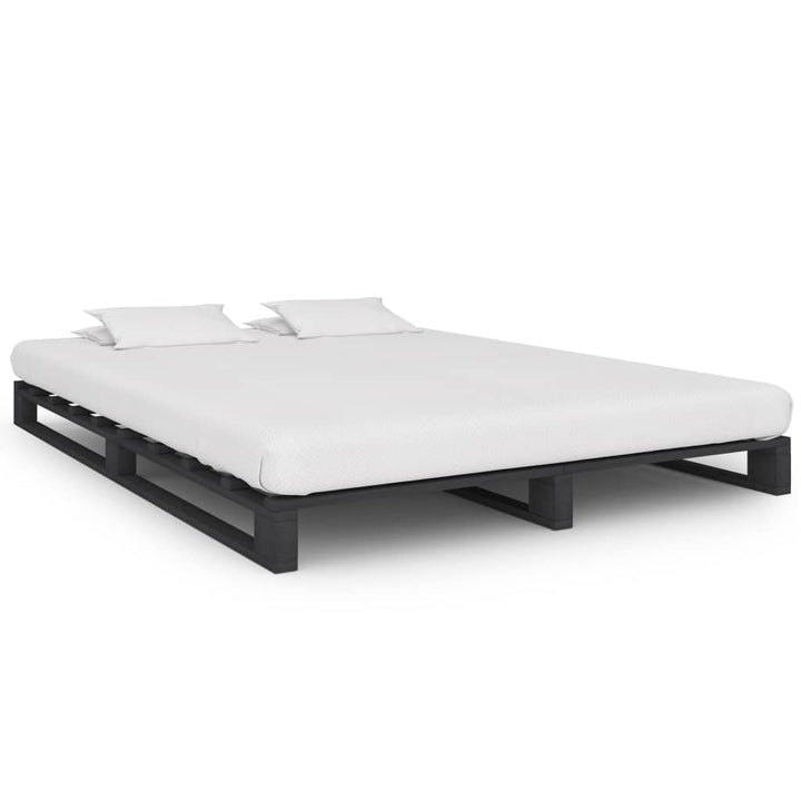 Pallesengestel 140x200 cm massivt fyrretræ grå