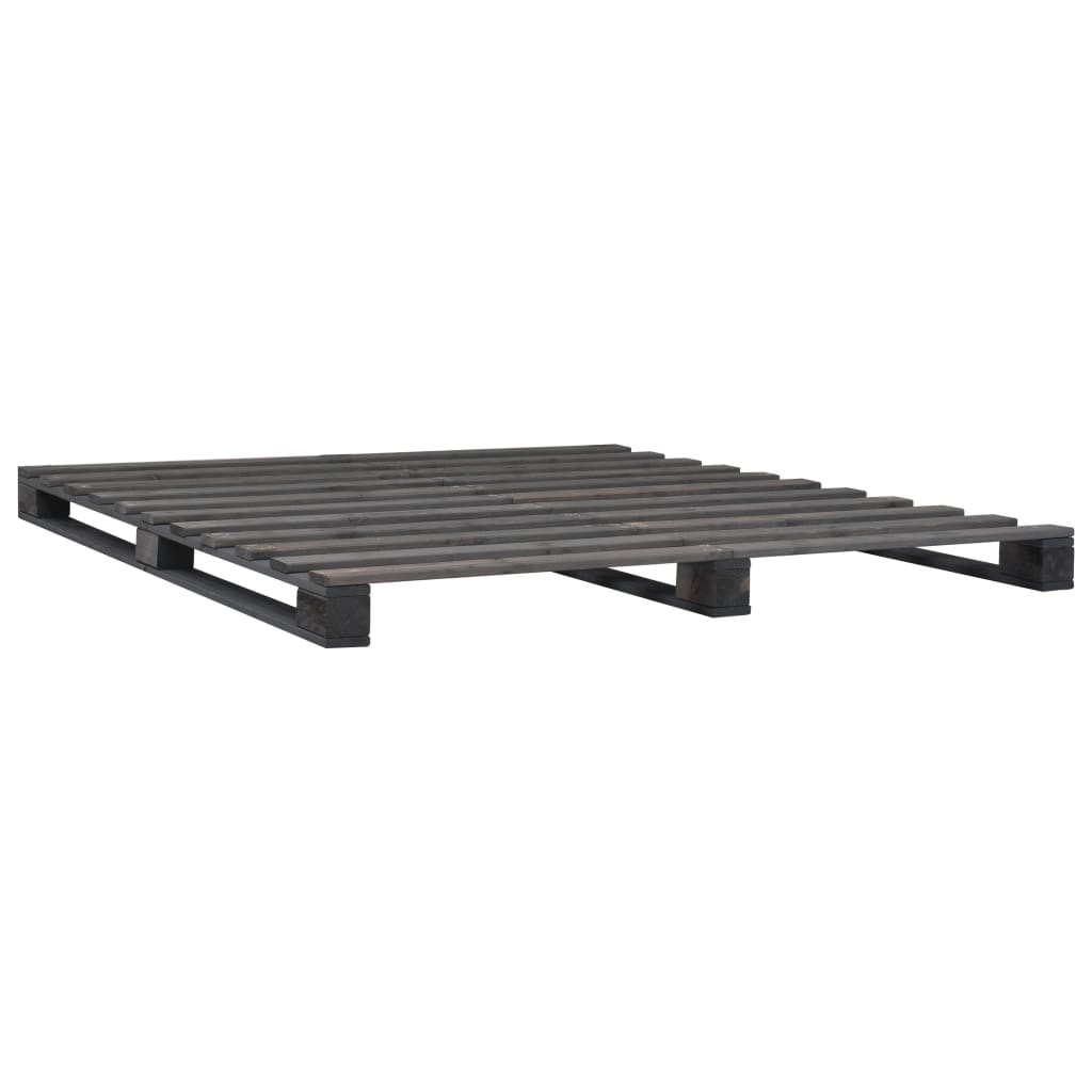 Pallesengestel 140x200 cm massivt fyrretræ grå