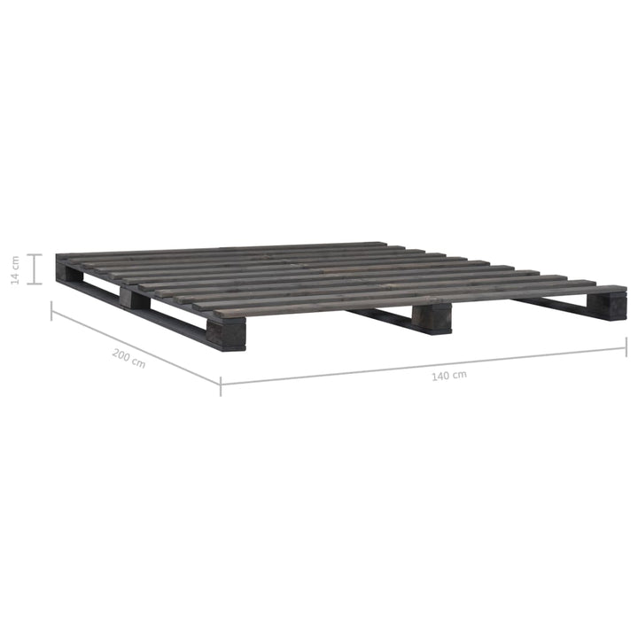Pallesengestel 140x200 cm massivt fyrretræ grå