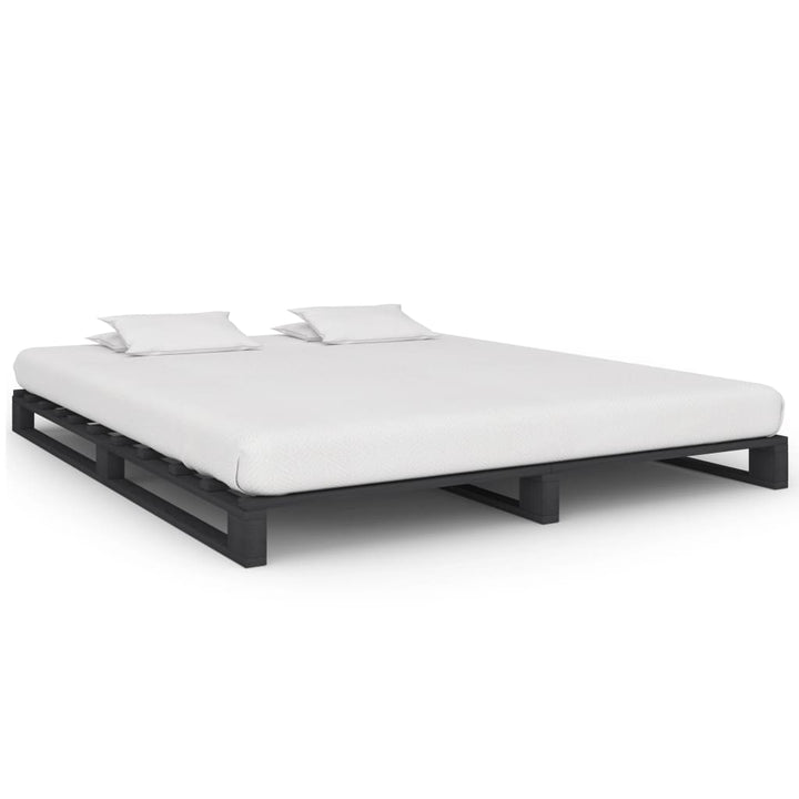 Pallesengestel massivt fyrretræ 200 x 200 cm grå