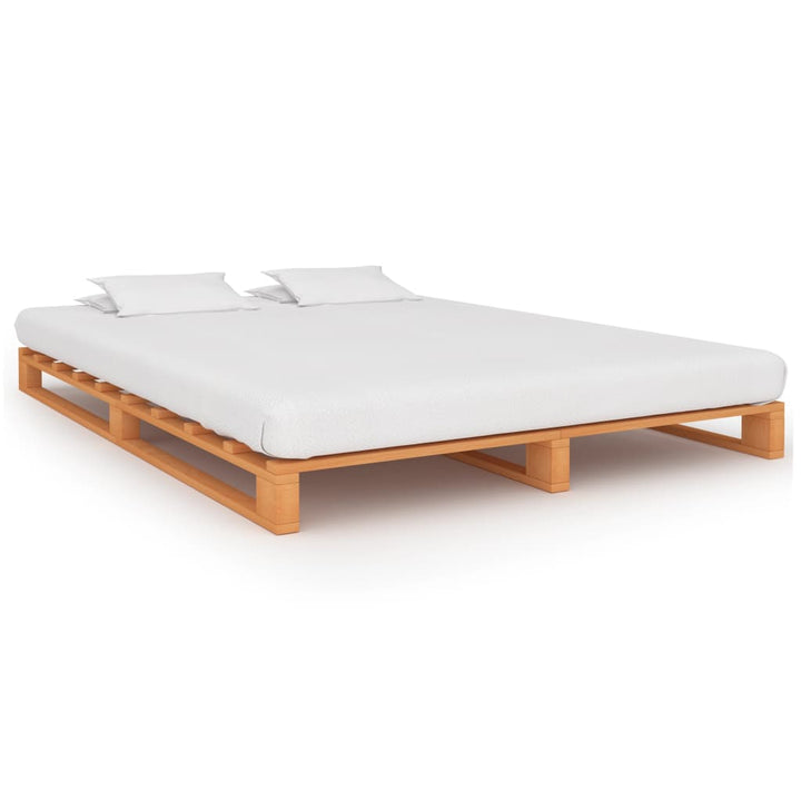pallesengestel 140x200 cm massivt fyrretræ brun
