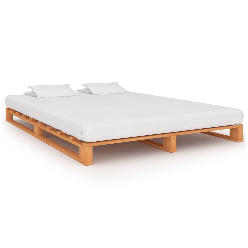 palleseng massivt fyrretræ 160 x 200 cm brun