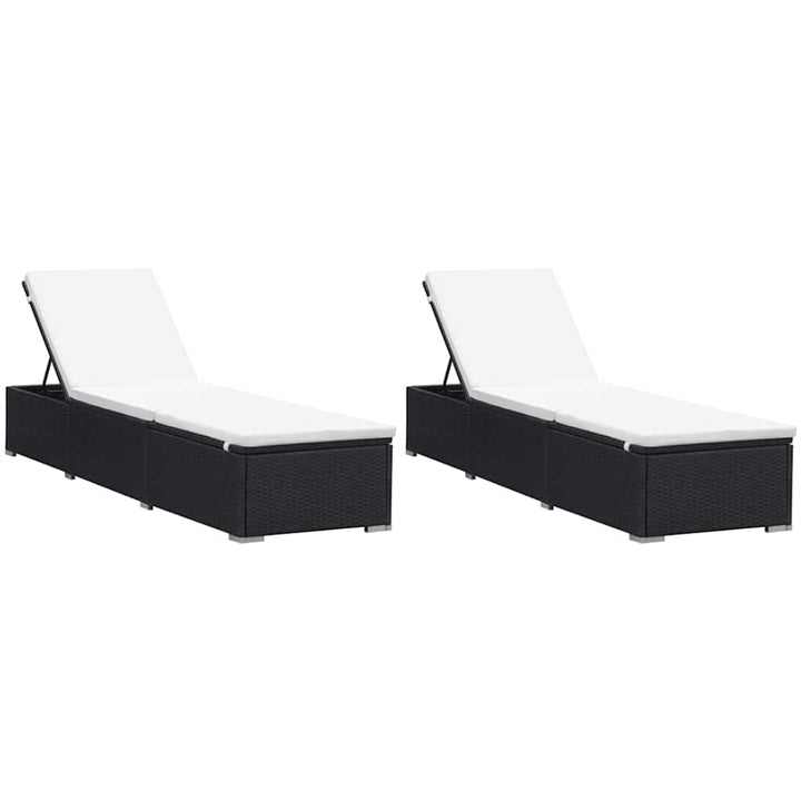 liggestole med hynder 2 stk. polyrattan sort