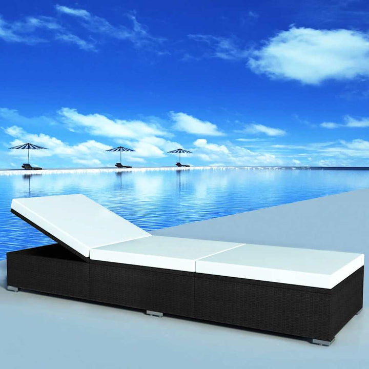 liggestole med hynder 2 stk. polyrattan sort