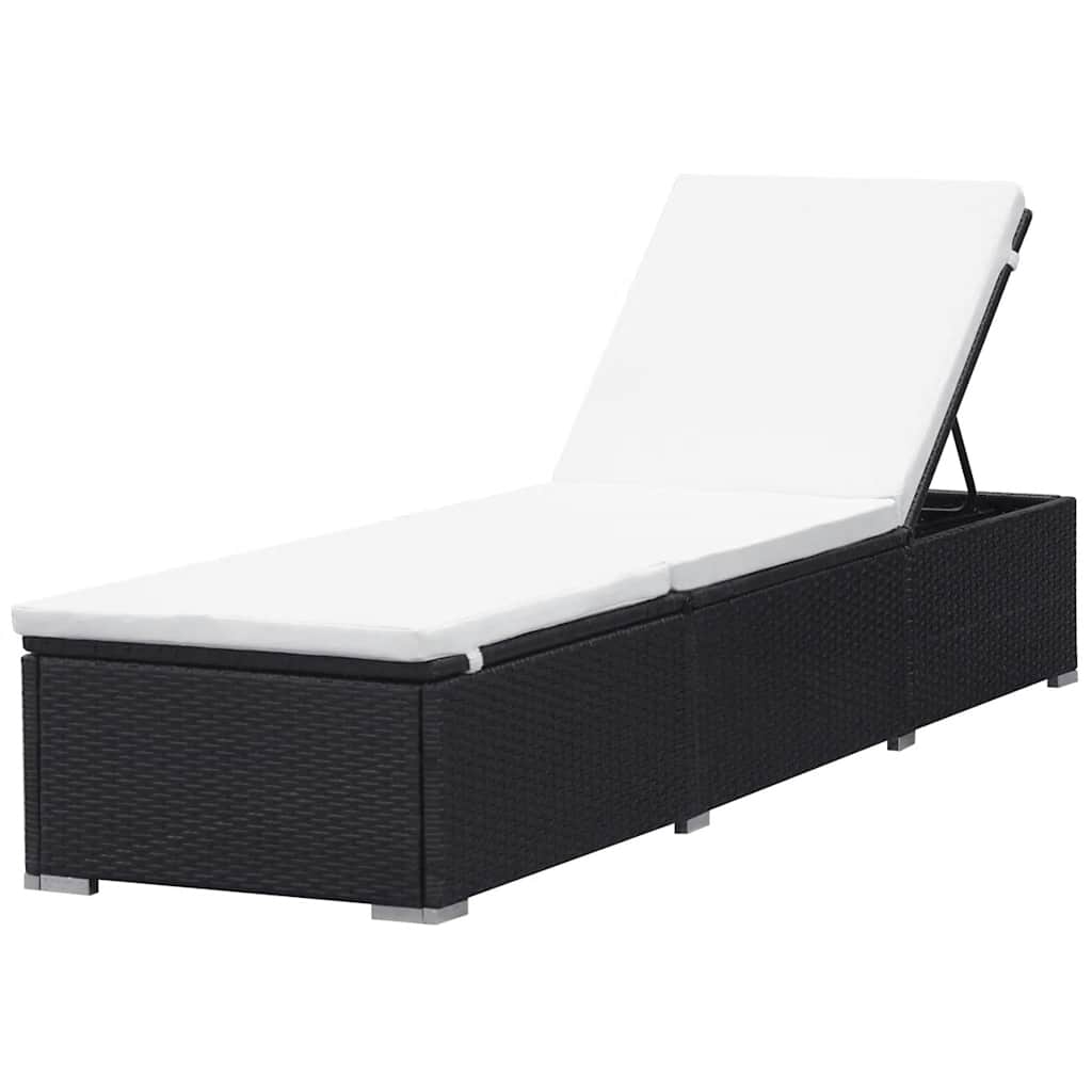 liggestole med hynder 2 stk. polyrattan sort