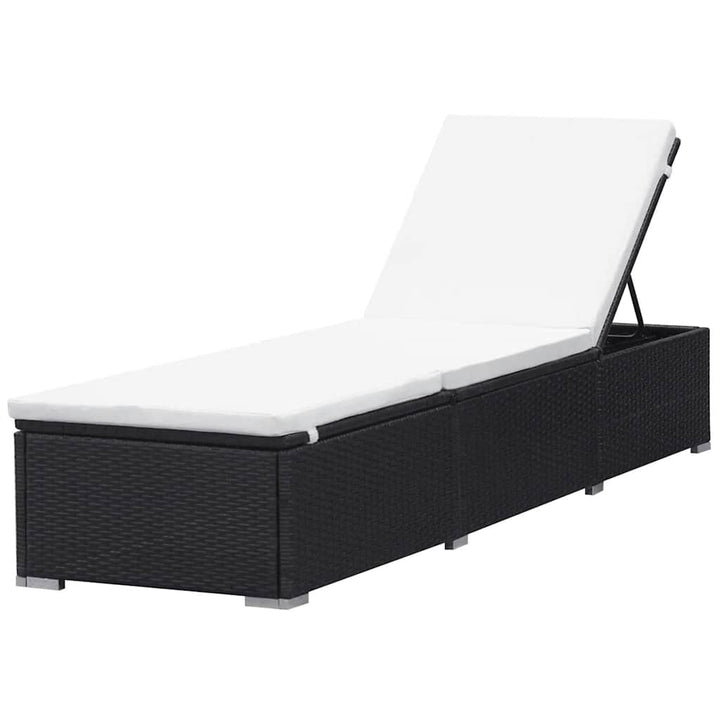 liggestole med hynder 2 stk. polyrattan sort