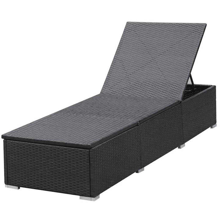 liggestole med hynder 2 stk. polyrattan sort