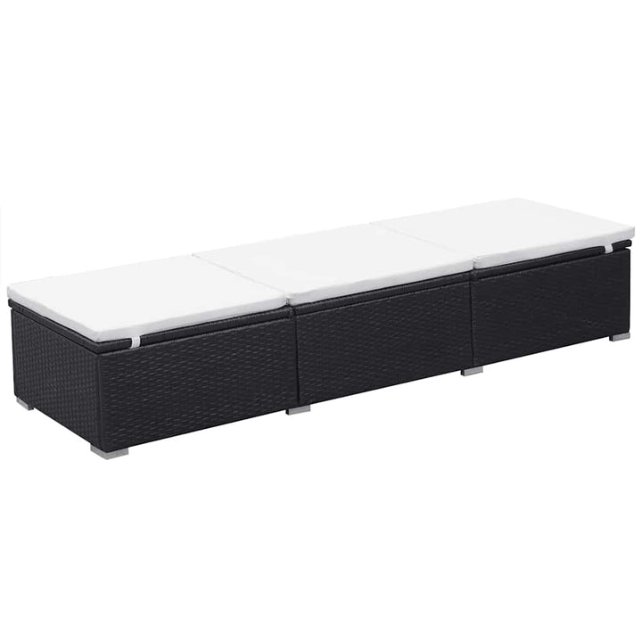 liggestole med hynder 2 stk. polyrattan sort