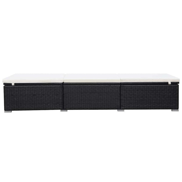 liggestole med hynder 2 stk. polyrattan sort