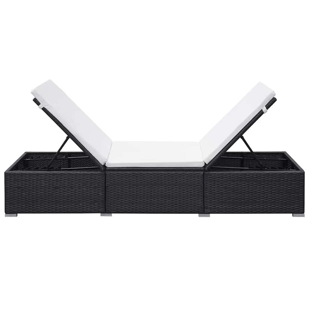 liggestole med hynder 2 stk. polyrattan sort