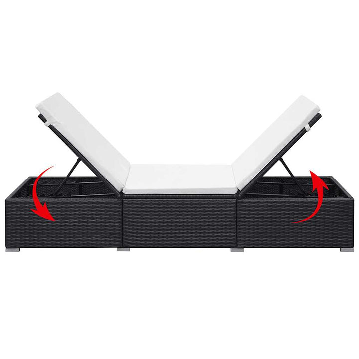 liggestole med hynder 2 stk. polyrattan sort