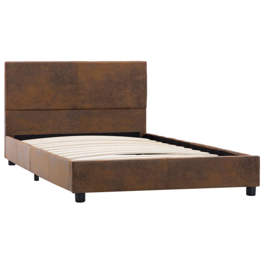 sengestel 90x200 cm imiteret ruskind brun
