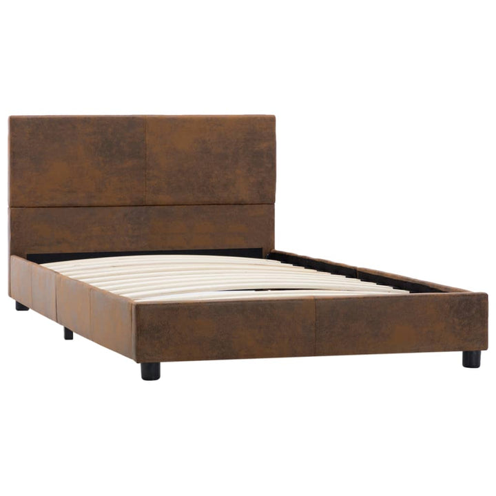 sengestel 90x200 cm imiteret ruskind brun