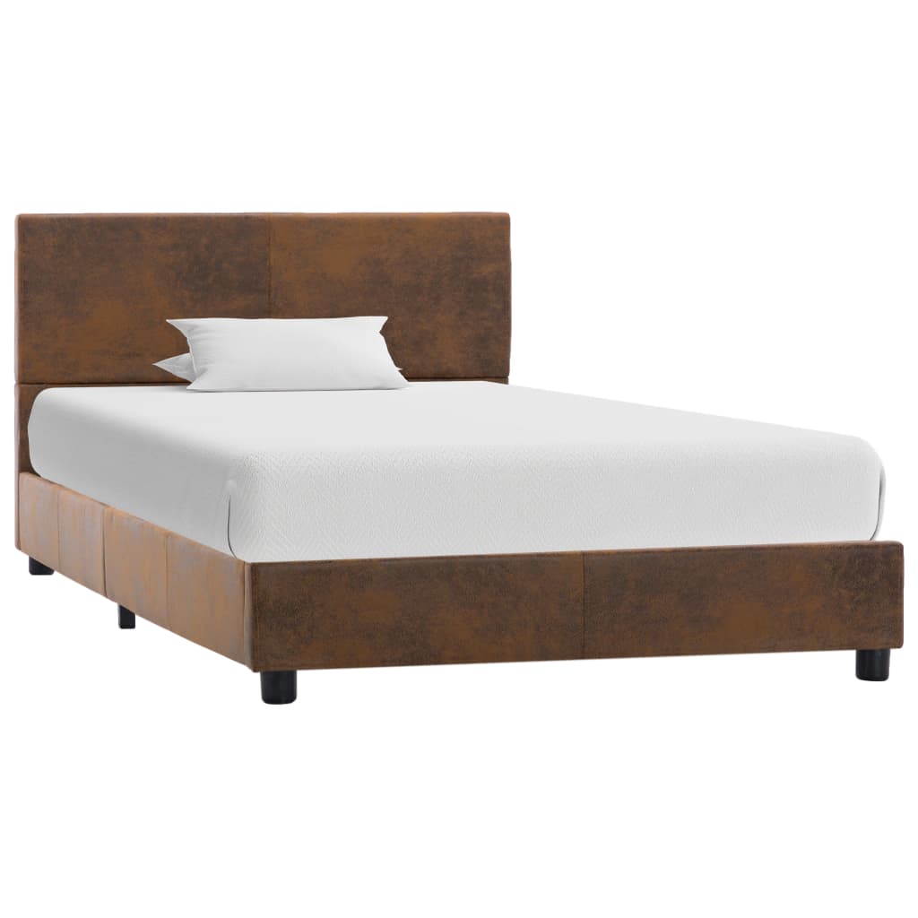 sengestel 100x200 cm imiteret ruskind brun