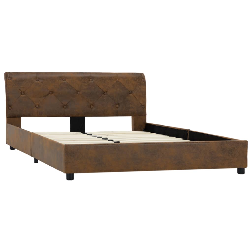 sengestel 120x200 cm imiteret ruskind brun