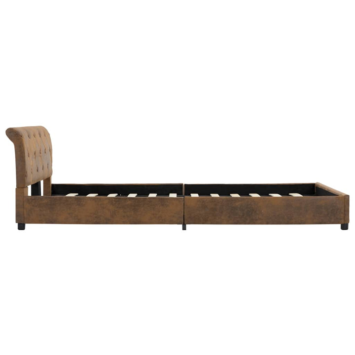 sengestel 120x200 cm imiteret ruskind brun