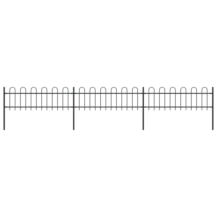 havehegn med buet top 5,1 x 0,6 m sort stål