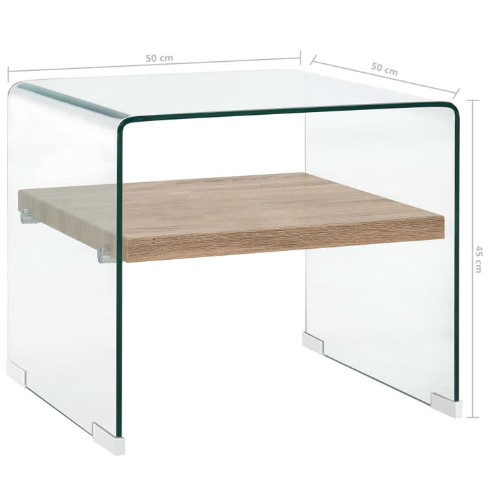 sofabord 50 x 50 x 45 cm hærdet glas transparent