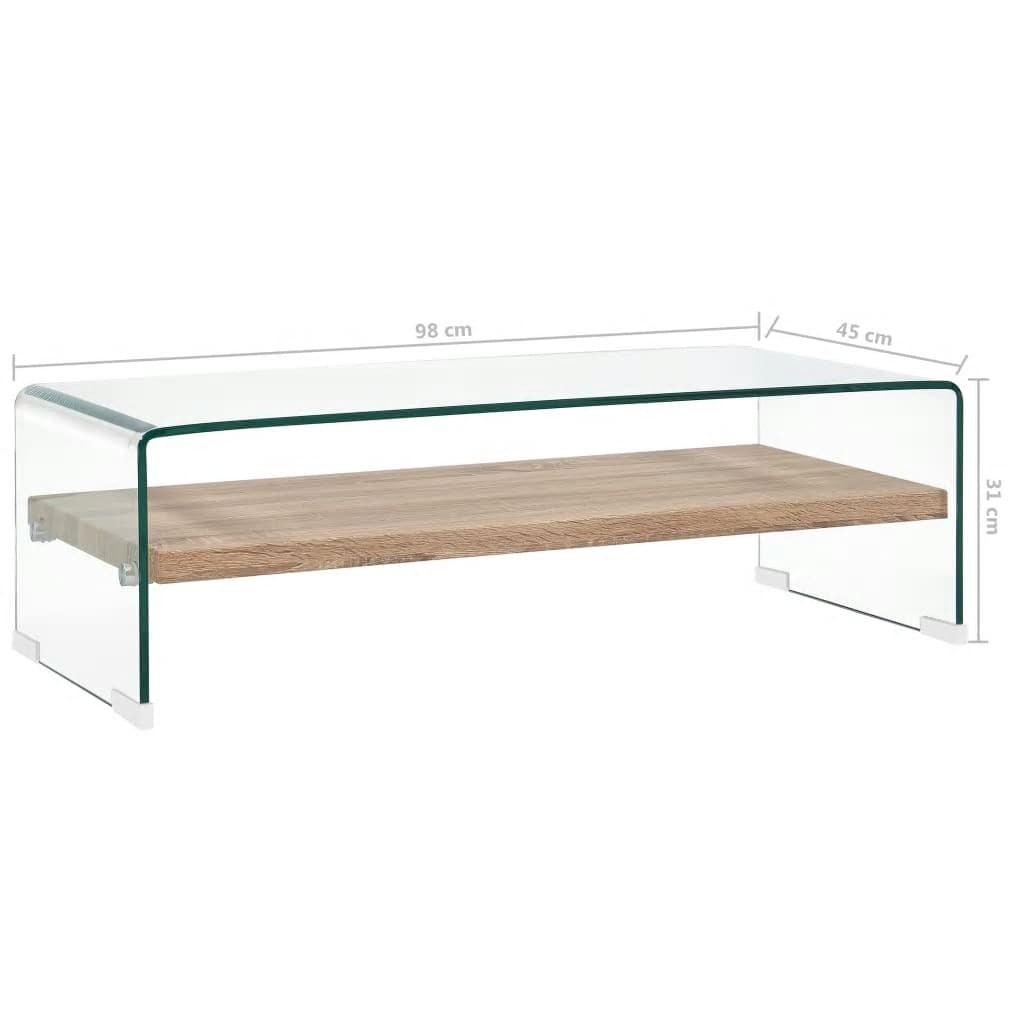 sofabord 98 x 45 x 31 cm hærdet glas transparent