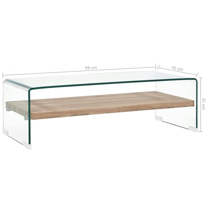 sofabord 98 x 45 x 31 cm hærdet glas transparent