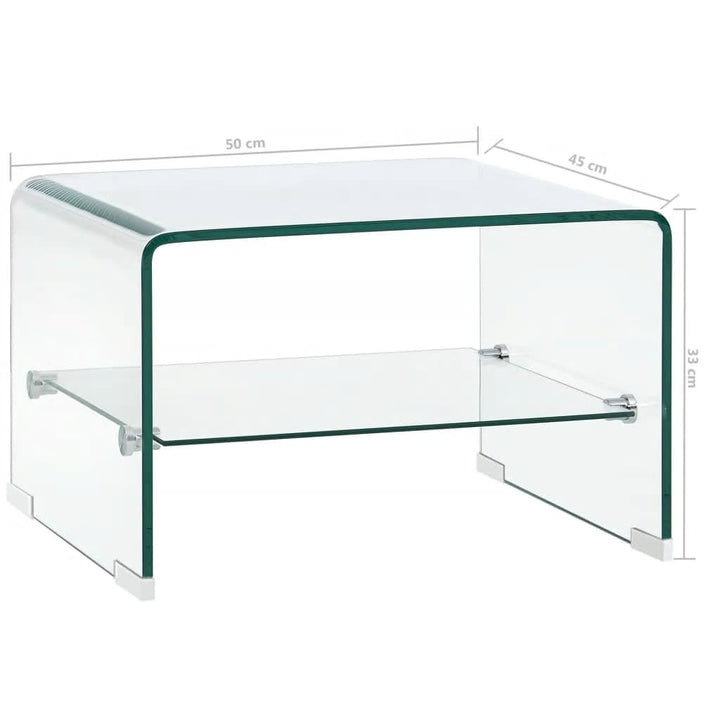 sofabord 50 x 45 x 33 cm hærdet glas transparent