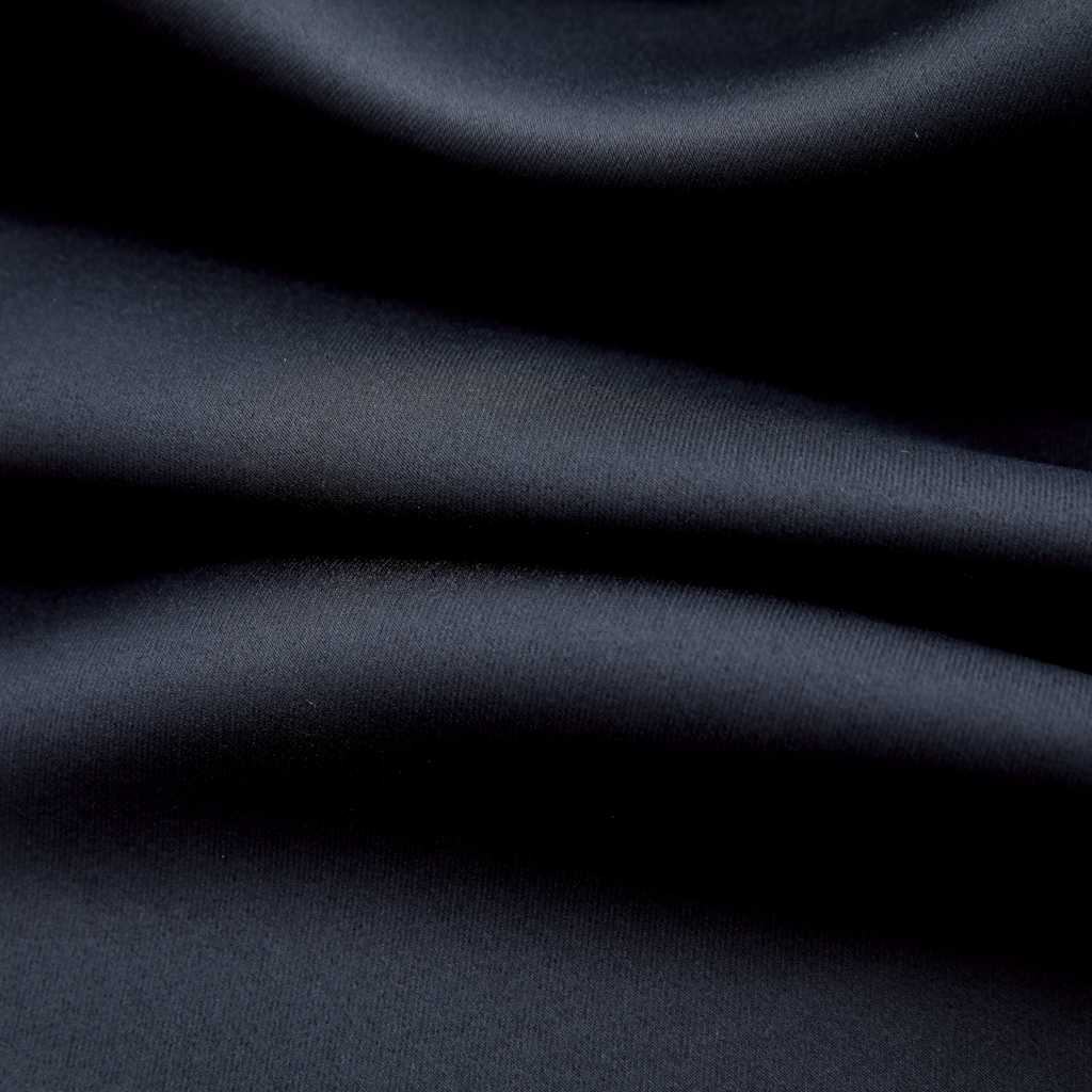 mørklægningsgardiner 2 stk. med metalringe 140 x 175 cm sort