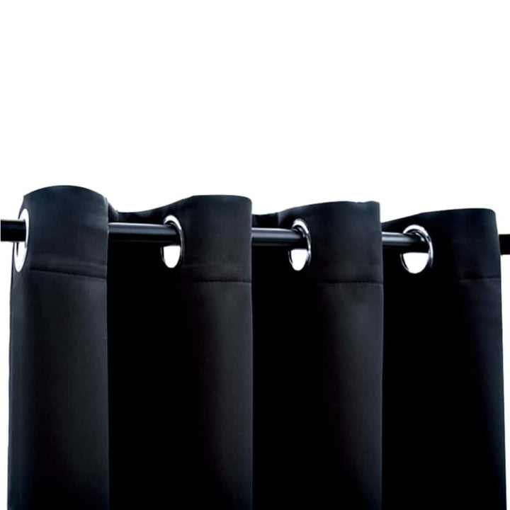 mørklægningsgardiner 2 stk. med metalringe 140 x 175 cm sort