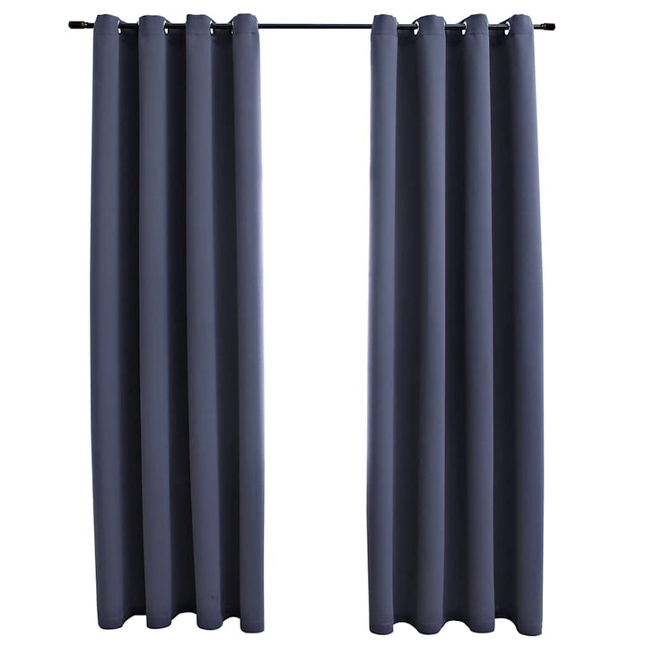 mørklægningsgardiner 2 stk. metalringe 140 x 175 cm antracitgrå