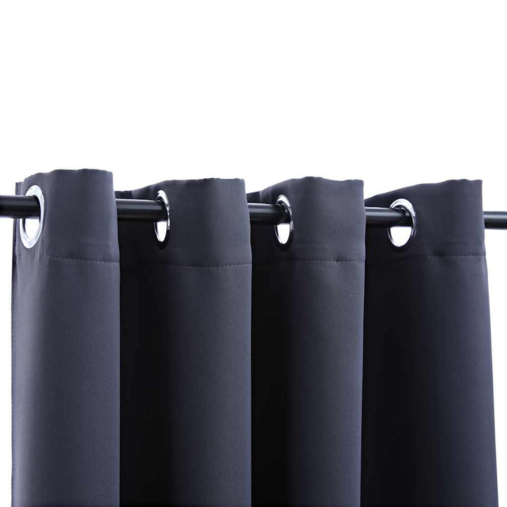 mørklægningsgardiner 2 stk. metalringe 140 x 175 cm antracitgrå